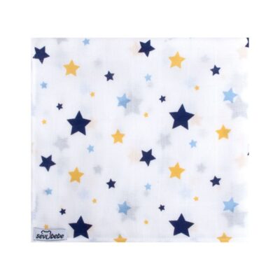 Sevi Bebe Desenli Müslin Çok Amaçlı Bez 50×70 2 Adet ART-328 Yıldız Yağmuru MaviBeslenmeÖnlük & Ağız BeziAğız Bezi