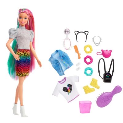 Barbie Leopar Desenli Saçlar BebeğiOYUNCAKKız Oyuncak
