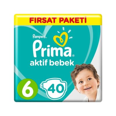 Prima Bebek Bezi Aktif Bebek Eko Paket 6 Beden 40 AdetBez & MendilBebek Bezi6 Beden Bebek Bezi