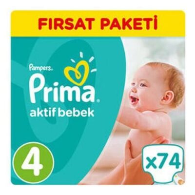 Prima Bebek Bezi Aktif Bebek Mega Fırsat Paketi 4 Beden 74 AdetBez & MendilBebek Bezi4 Beden Bebek Bezi