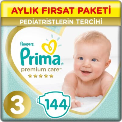 Prima Premium Care Aylık Fırsat Paketi 3 Beden 144 AdetANNE – BEBEKBez & MendilBebek Bezi