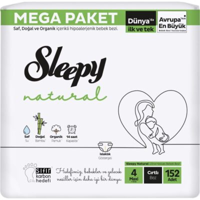 Sleepy Natural Bebek Bezi Mega Fırsat Paketi 4 Beden 7-14 Kg 152 AdetANNE – BEBEKBez & MendilBebek Bezi