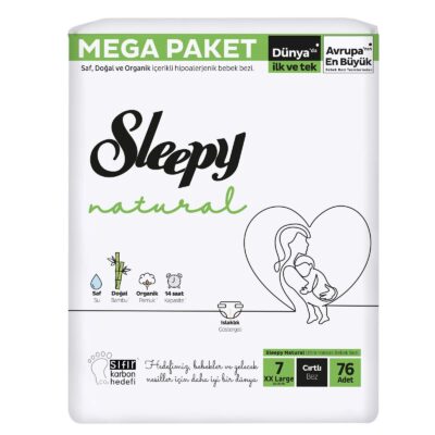Sleepy Natural Bebek Bezi Mega Fırsat Paketi 7 Beden 20-30 Kg 76 AdetBez & MendilBebek Bezi7 Beden Bebek Bezi