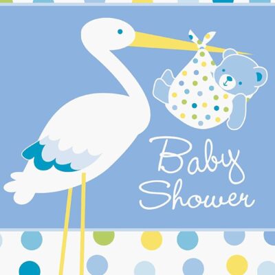 Parti Baby Boy Stork Temalı Mavi Renk Baby Shower Davetiye 8 AdetEĞLENCE – PARTİ
