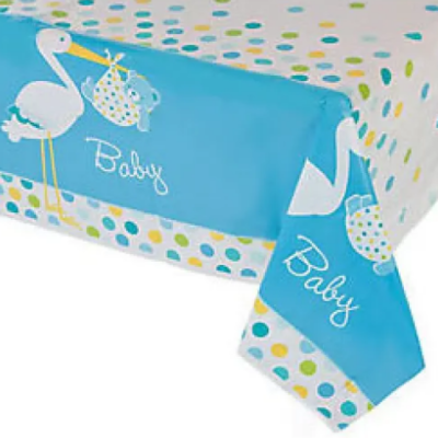 Baby Shower Masa Örtüsü Baby Boy Stork Leylekli Mavi Masa Örtüsü 137×274 cmEĞLENCE – PARTİ