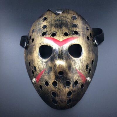 Bakır Renk Kırmızı Çizgili Tam Yüz Hokey Jason Maskesi Hannibal MaskesiEĞLENCE – PARTİ