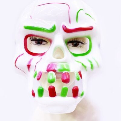 Parti Beyaz Üzeri Rengarenk Korku Dişli Kafatası Maskesi 30×22 cmEĞLENCE – PARTİ