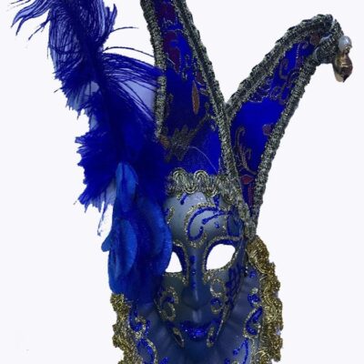 Parti Malzemesi Çıngıraklı Dekoratif Tüylü Seramik Maske Mavi RenkEĞLENCE – PARTİ