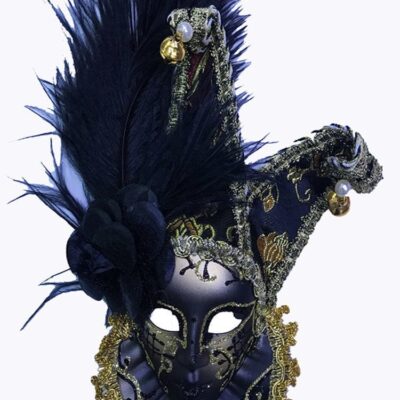 Parti Çıngıraklı Dekoratif Tüylü Seramik Maske Siyah RenkEĞLENCE – PARTİ
