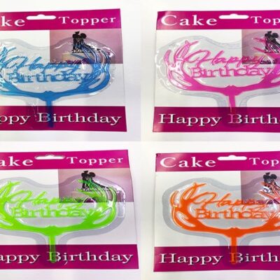 Parti Malzemeleri Happy Birthday Fiyonk Cake Topper 4 AdetEĞLENCE – PARTİ