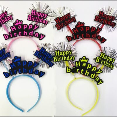 Parti AKsesuar Happy Birthday Neon Renk Doğum Günü Tacı 12 AdetEĞLENCE – PARTİ