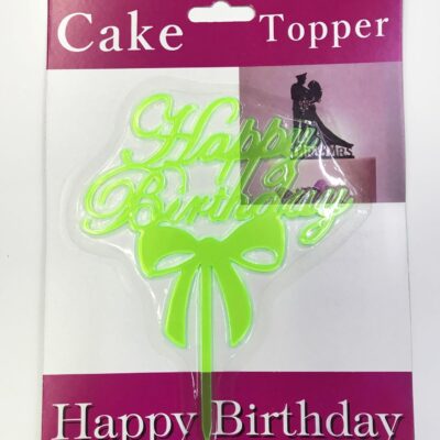 Parti Happy Birthday Yazılı Fiyonklu Pasta Kek Çubuğu Yeşil RenkEĞLENCE – PARTİ