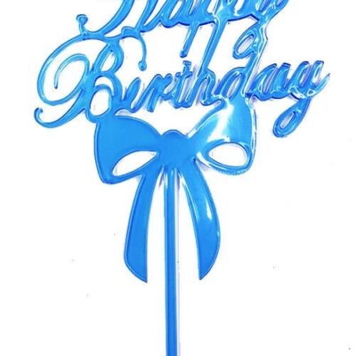 Happy Birthday Yazılı Mavi Renk Pasta Süslemesi Kek Çubuğu 13 cmEĞLENCE – PARTİ