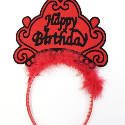 Parti Happy Birthday Yazılı Neon Kırmızı Renk Doğum Günü TacıEĞLENCE – PARTİ
