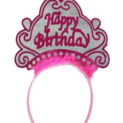 Parti Happy Birthday Neon Pembe Renk Doğum Günü Tacı 24×15 cmEĞLENCE – PARTİ