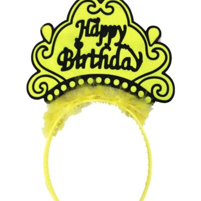 Parti Happy Birthday Yazılı Neon Sarı Renk Doğum Günü TacıEĞLENCE – PARTİ