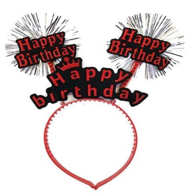 Happy Birthday Yazılı Püsküllü Neon Kırmızı Renk Doğum Günü Tacı 22×19 cmEĞLENCE – PARTİ