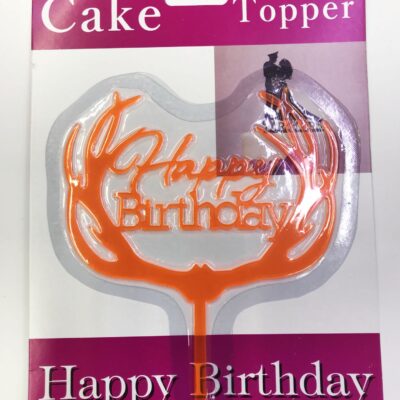 Parti Malzemeleri Happy Birthday Yazılı Turuncu Dallı Pasta Kek ÇubuğuEĞLENCE – PARTİ