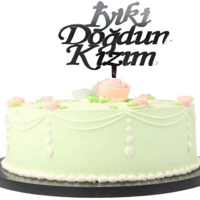 İyiki Doğdun Kızım Yazılı Doğum Günü Partisi Pleksi Pasta Süsü Gümüş RenkEĞLENCE – PARTİ