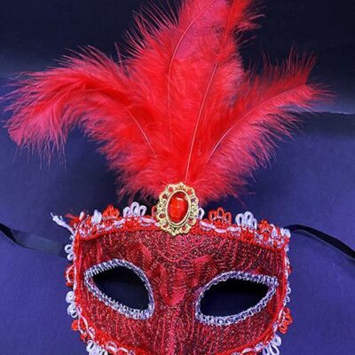 Parti Kırmızı Dantel İşlemeli Balo Maskesi Parti Maskesi 16×22 cmEĞLENCE – PARTİ
