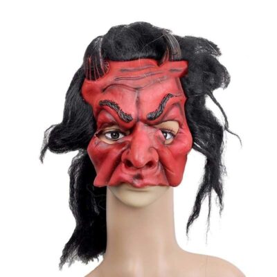 Parti Lateks Korku Maskesi Şeytan Boynuzlu Kırmızı Maske SaçlıEĞLENCE – PARTİ