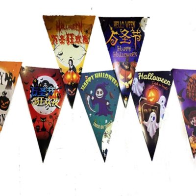 Parti Lüks Baskılı Üçgen Model Halloween Banner Süs Bayrak 8 liEĞLENCE – PARTİ