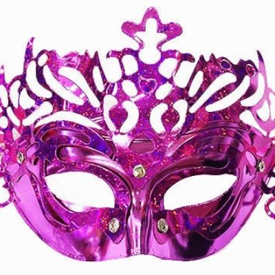 Parti Aksesuar Metalize Ekstra Parlak Hologramlı Parti Maskesi Fuşya Renk 23×14 cmEĞLENCE – PARTİ
