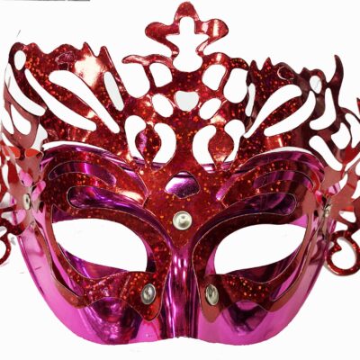 Parti Aksesuar Metalize Ekstra Parlak Hologramlı Parti Maskesi Kırmızı Renk 23×14 cmEĞLENCE – PARTİ