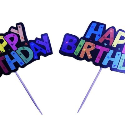 Rengarenk Harflerle Happy Birthday Yazılı Parti Kürdan Süsü 2 AdetEĞLENCE – PARTİ