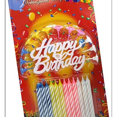 Rengarenk Mumlu Beyaz Happy Birthday Yazılı Doğum Günü Mumu 12 AdetEĞLENCE – PARTİ
