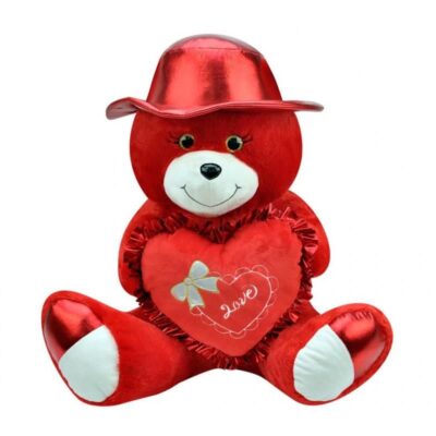 Şapkalı Ayı 40 cm Kırmızı Kalpli Pelüş Ayı Sevgiliye HediyeOYUNCAKPeluş Oyuncak