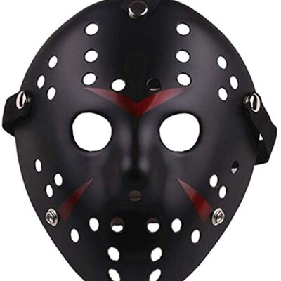 Siyah Renk Kırmızı Çizgili Tam Yüz Hokey Jason Maskesi Hannibal MaskesiEĞLENCE – PARTİ