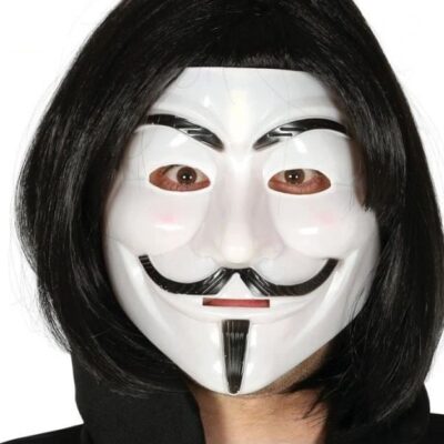 Siyah Renk Takma Kısa Saç V For Vendetta Maskesi Anonymous MaskesiEĞLENCE – PARTİ