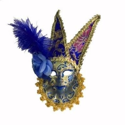 Tüylü Dekoratif Seramaik Maske Mavi RenkEĞLENCE – PARTİ