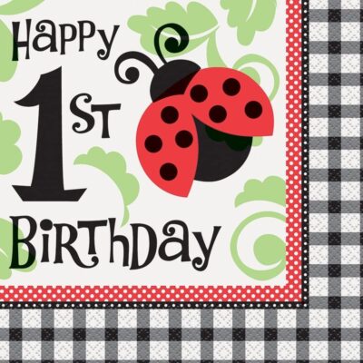 Parti Uğur Böceği Temalı 1 Yaş Doğum Günü Partisi Peçetesi 16 AdetEĞLENCE – PARTİ
