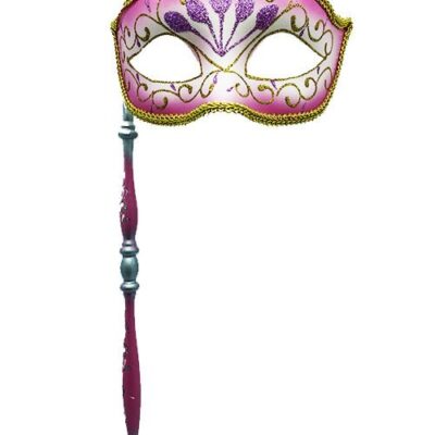 Parti Aksesuar Venedik Masquerade Sopalı Maske Pembe Renk 17×35 cmEĞLENCE – PARTİ