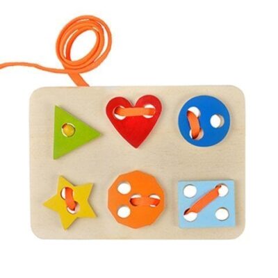 Happy Junior Montessori Eğitici Oyuncak İp Geçirme Geometrik ŞekillerOYUNCAKAhşap Oyuncak